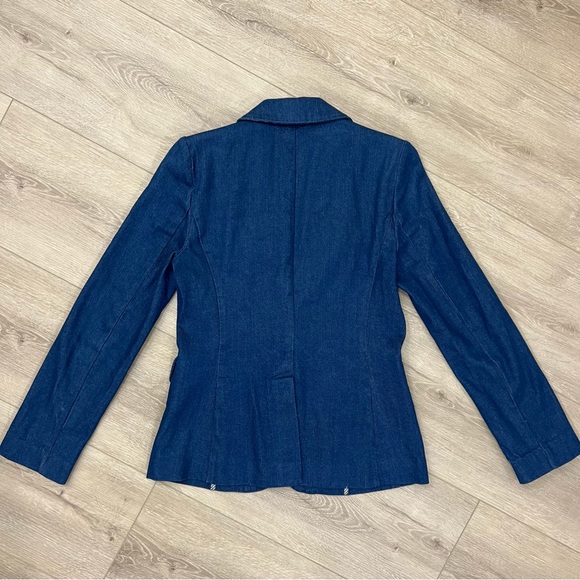 Court & Rowe Women Blue Denim One-Button Blazer Jacket Size 4 - Picture 3 of 9